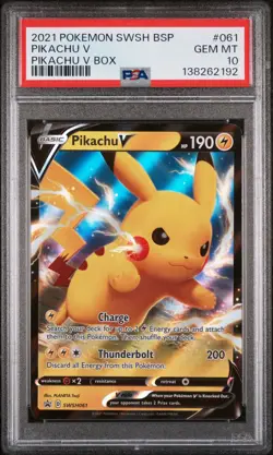PSA 10 PIKACHU V BLACK STAR PROMO 061 PIKACHU V BOX SWSH POKEMON MJ - Image 1