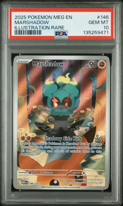 2025 POKEMON MEG EN-MEGA EVOLUTION ILLUSTRATION RARE #146 MARSHADOW PSA 10 - Image 1