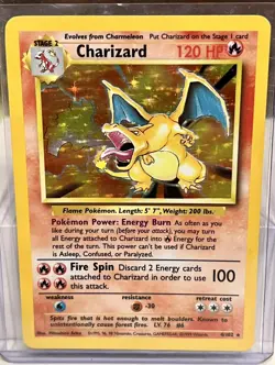 Pokemon TCG Charizard Base Set 4/102 1999 Unlimited Holo Rare MP - Image 1