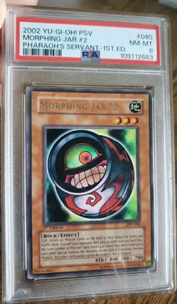 2002 YuGiOh PSV-040 Morphing Jar #2 Pharaoh's Servant 1st Ed PSA 8 Fresh Slab - Image 1