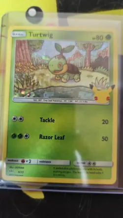 Turtwig HEAVY HOLO BLEED 4/25 2021 McDonald's 25th Anniversary Pokemon Card - Nm - Image 1