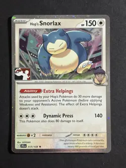 Hop's Snorlax 117/159 Cosmo Holo Play! Pokemon Prize Pack Series 8 Pokemon Card - Image 1