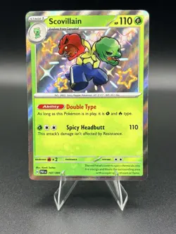 Scovillain Pokemon Paldean Fates 107/091 Shiny Holo Rare NM - Image 1
