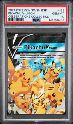 2021 Pokemon SWSH Black Star Promo Pikachu V-Union Celebrations #139 PSA 10 - Image 1