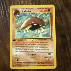 NM+ Kabuto 50/62 Pokemon TCG 1st Edition Fossil Vintage 1999 Card CLEAN - Image 1