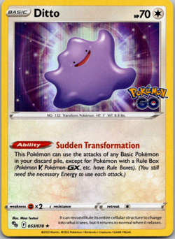 Ditto Holo Rare Pokemon GO 053/078 NM - Image 1