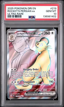 Team Rocket's Persian ex 219/182 Pokemon Destined Rivals PSA 10 - Image 1