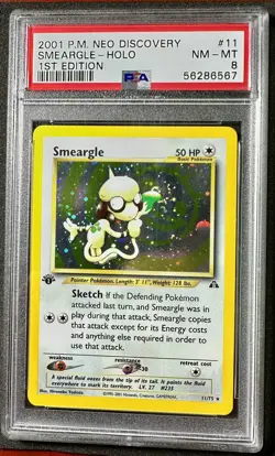 Perfect Swirl! First Edition SMEARGLE Holo Neo Discovery #11 PSA 8 Pokemon Card - Image 2