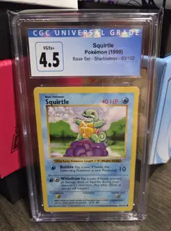 Shadowless Squirtle 1999 Base Set 63/102 Pokemon Card - CGC 4.5 VG/Ex+ - Image 1