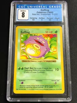 Pokemon 1999 Koffing Base Set Shadowless 51/102 CGC 8 - Image 1