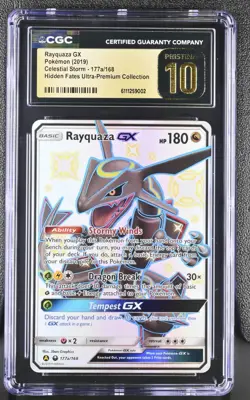 CGC 10 PRISTINE Rayquaza GX 177a/168 Hidden Fates Pokemon Celestial Storm psa - Image 1
