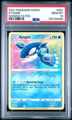 PSA 10 Kyogre #21 Amazing Rare - 2021 Pokemon Shining Fates 021/072 - Image 1
