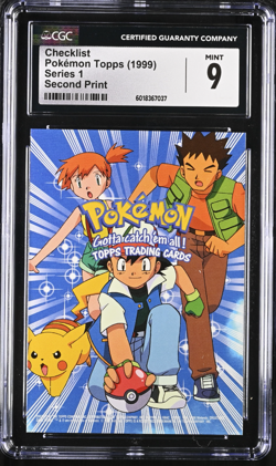 1999 TOPPS POKEMON SERIES 1 2nd PRINT CHECKLIST CGC 9 MINT -- RARE! - Image 1