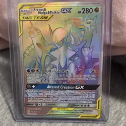 Pokemon Arceus & Dialga & Palkia GX TAG TEAM Rainbow Rare Full Art Holo 258/236 - Image 4