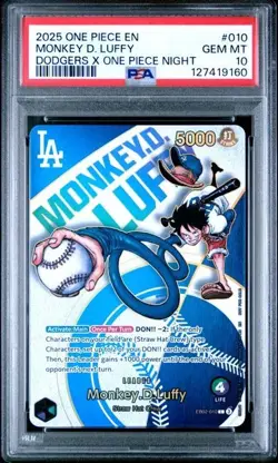 PSA 10 2025 ONE PIECE PROMOS #010 MONKEY.D.LUFFY DODGERS X ONE PIECE NIGHT - Image 1