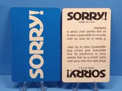 Vintage 1972 Sorry Board Game SINGLE Replacement Cards 2 Versions You Pick - Image 2