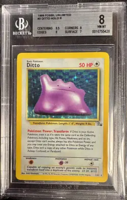 ✨ Ditto 3/62 Holo Pokemon Card - 1999 Fossil Set, BGS 8 - Image 1