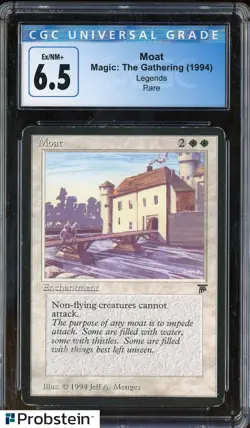 1994 Magic The Gathering MTG Legends Moat Rare CGC 6.5 EX-NM+ - Image 1