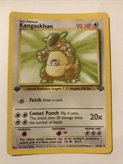 Kangaskhan First Edition 1999 Jungle Pokemon Non-Holo Card #21/64 - Image 1
