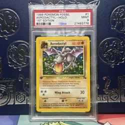 PSA 9 MINT Aerodactyl Fossil 1st Edition 1999 WOTC Pokemon 1/62 - Image 1