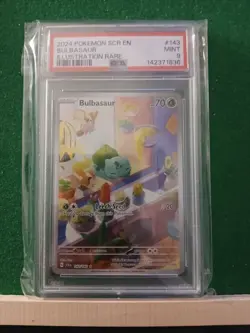 Pokemon TCG Bulbasaur Stellar Crown Illustration Rare Holo Card 143/142 PSA 9 - Image 1