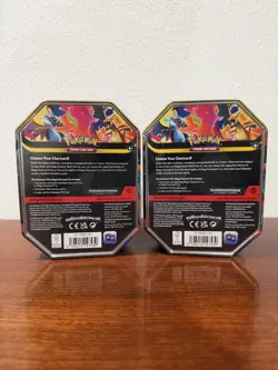 Pokemon TCG Mega Charizard X ex & Mega Charizard Y ex Tins Lot of 2 Sealed - Image 3
