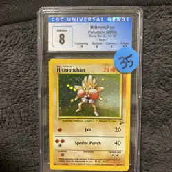 CGC 8 NM/MINT Hitmonchan 1999 Base 7/102 Holo Pokemon Card - Image 1