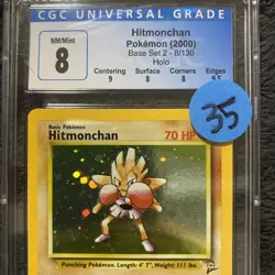 CGC 8 NM/MINT Hitmonchan 1999 Base 7/102 Holo Pokemon Card - Image 4
