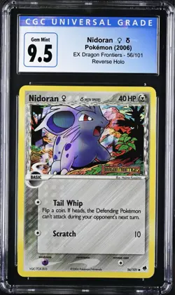 CGC (9.5) GEM MINT 10 Nidoran 56/101 EX Dragon Frontiers Reverse Holo Pokemon - Image 1