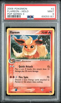 Pokemon 2006 Pop Series 3 Flareon Holo PSA 9 - Image 3