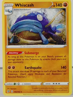 Whiscash - POKEMON - Rebel Clash - 100/192 - Rare - NM -A - Image 1