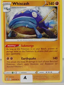 Whiscash - POKEMON - Rebel Clash - 100/192 - Rare - NM -A - Image 5