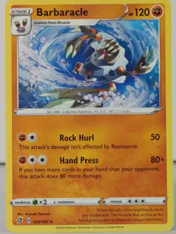 Barbaracle - POKEMON - Rebel Clash - 104/192 - Rare - NM -B - Image 1
