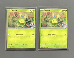 Pokemon Budew Premiere Ball League Stamped Asia Promo Cosmo Holo Lot of 2 - Image 1