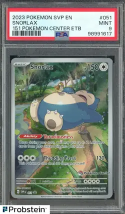 2023 Pokemon SVP En 151 Pokemon Center ETB #051 Snorlax PSA 9 MINT - Image 1