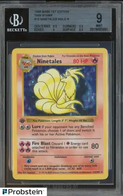 1999 Pokemon 1st Edition Thin Stamp #12 Ninetales Holo BGS 9 MINT - Image 1