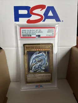 PSA 10 - 2020 Yugioh Blue Eyes White Dragon MAGO-EN001 Maximum Gold 1st Edition. - Image 1