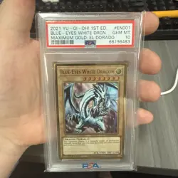 Yu-Gi-Oh Maximum Gold Blue Eyes White Dragon MGED-EN001 PSA 10 - Image 1
