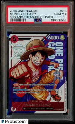 2025 ONE PIECE JPN PROMOS OFFICIAL EVENT TOP PRIZE #014 MONKEY D. LUFFY PSA 10 - Image 1