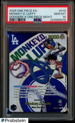 2025 One Piece En Dodgers X One Piece Night #010 Monkey D. Luffy PSA 10 GEM MINT - Image 1