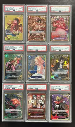 2025 One Piece EN JP 2nd Anniversary Set Sequential Set (9) PSA 10 w/ 061 Luffy - Image 1