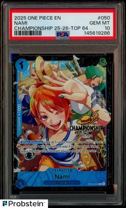 2025 One Piece EN Championship Top 64 #050 Nami PSA 10 GEM MINT - Image 1
