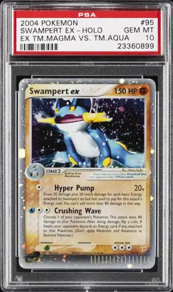 2004 POKEMON EX TEAM MAGMA VS TEAM AQUA #95 SWAMPERT EX-HOLO PSA 10 - Image 1