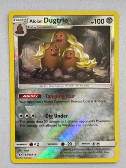 Alolan Dugtrio 87/149 Holo Rare Sun & Moon Pokemon Reverse Holo Near Mint - Image 1
