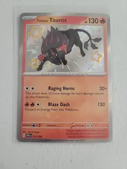 Pokemon TCG Paldean Tauros 111/091 Paldean Fates Shiny Holo Rare Card - Image 1