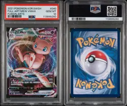 2021 POKEMON KOREAN SWORD & SHIELD FUSION ARTS #040 FULL ART/MEW VMAX PSA 10 - Image 3