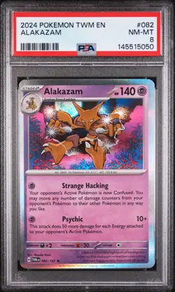 2024 POKEMON TWM EN-TWILIGHT MASQUERADE #082 ALAKAZAM PSA 8 NM-MT - Image 1