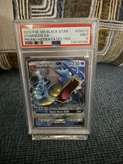2019 POKEMON SM BLACK STAR PROMO HIDDEN FATES TINS #SM212 GYARADOS GX PSA 9 - Image 1