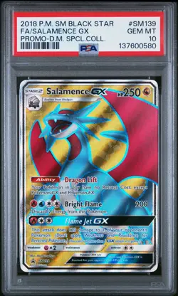 2018 POKEMON SM BLACK STAR PROMO #SM139 FULL ART/SALAMENCE GX PSA 10 - Image 1