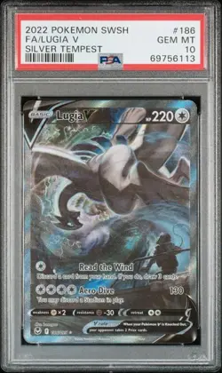 2022 Pokemon Silver Tempest Lugia V #186 Full Alt Art PSA 10 - Image 1
